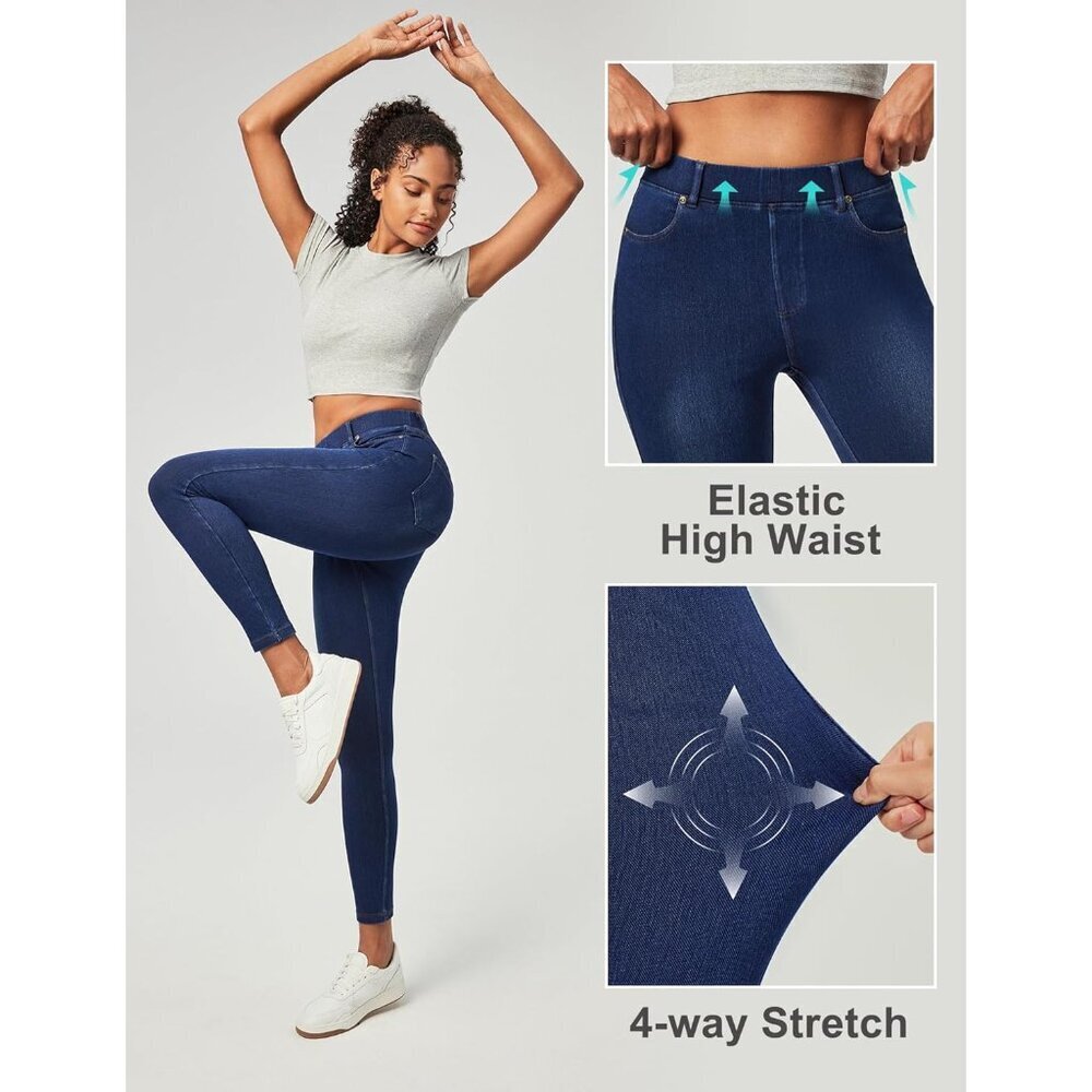 Jeggings for Women Tummy Control High Waisted Stretchy Jeans with Pockets - Picture 3 of 6
